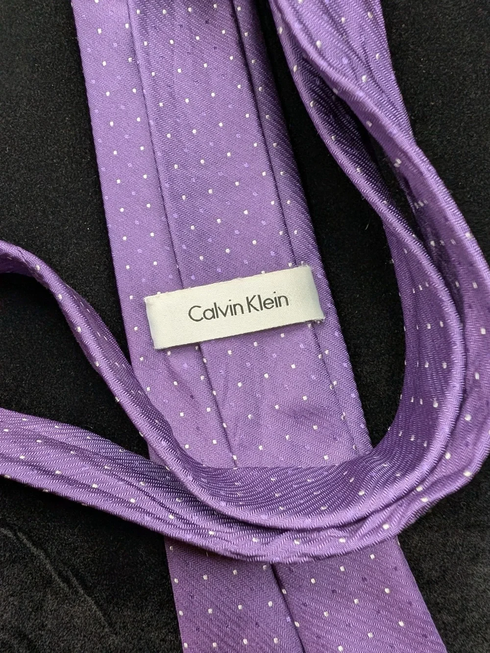 Calvin Klein Lavender Tie with White Micro-Dots